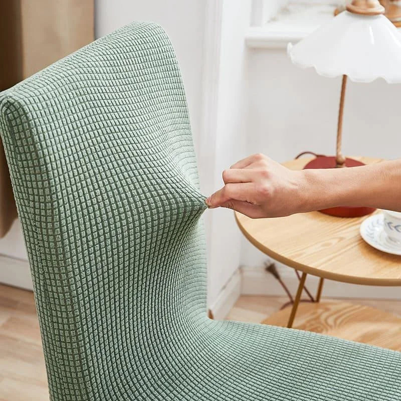 Dining Chair Covers – Light Grey Jacquard Semi-Water-Resistant