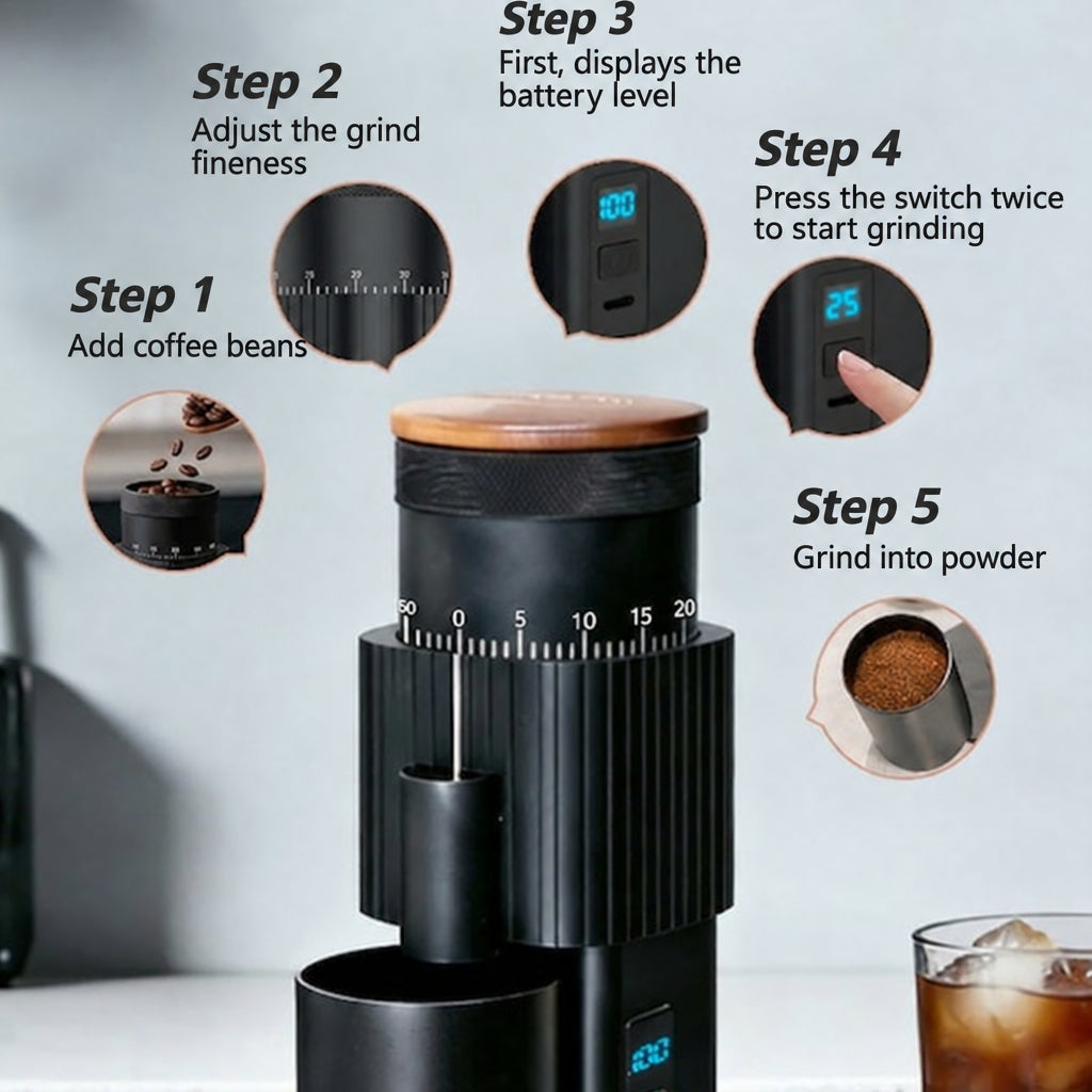 CF Wisdom Portable Electric Coffee Grinder – 80 Settings – feature overview
