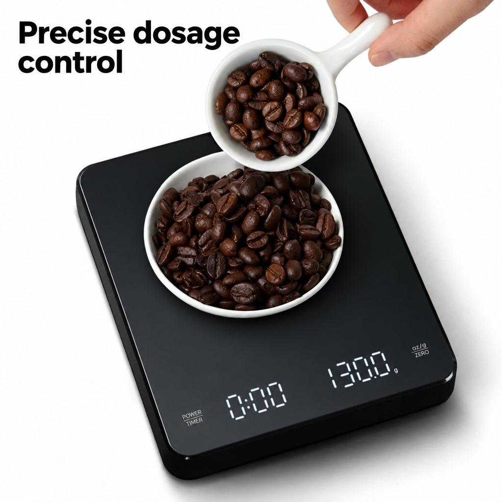 Digital Coffee Scale with Timer – Black, 0.1 g, 3 kg – feature overview
