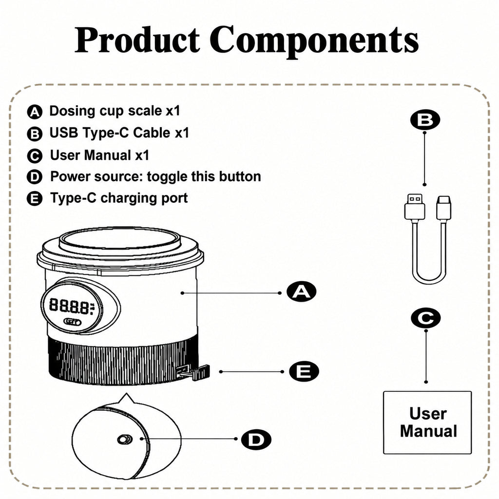 Digital Coffee Scale for 58 mm Portafilters – Silver – included accessories