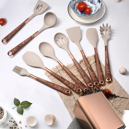 10-piece silicone kitchen utensil set with holder