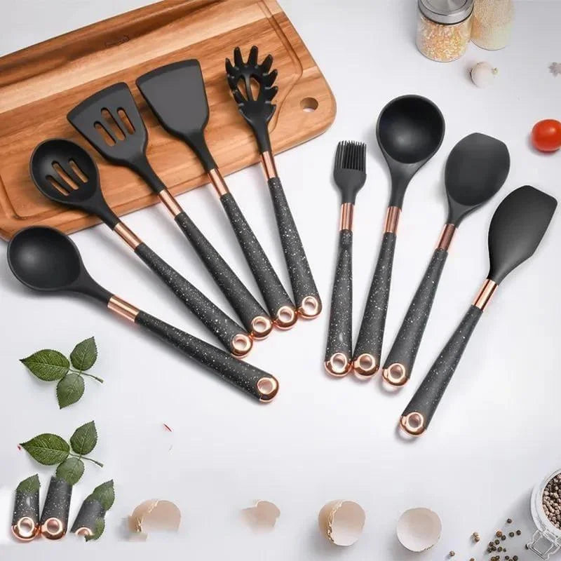 10-piece silicone kitchen utensil set with holder – view 2