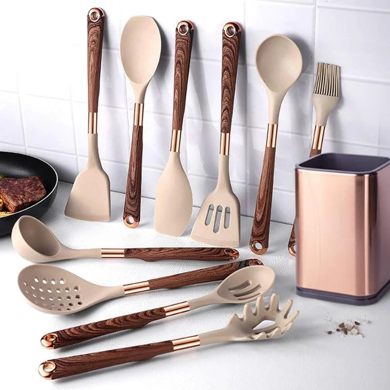 10-piece silicone kitchen utensil set with holder – view 3