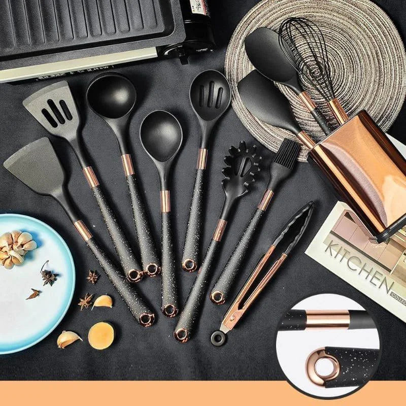 10-piece silicone kitchen utensil set with holder – view 4