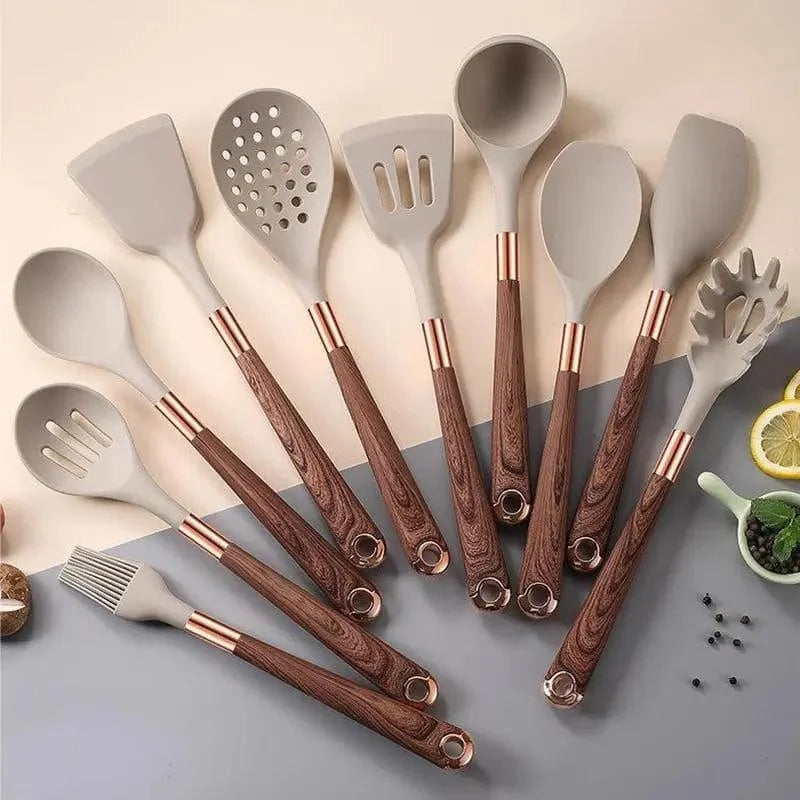 10-piece silicone kitchen utensil set with holder – view 7