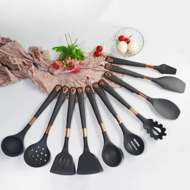 10-piece silicone kitchen utensil set with holder – view 8