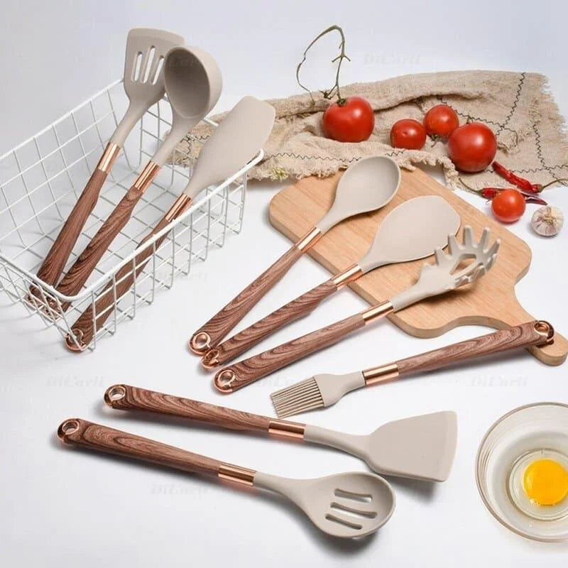 10-piece silicone kitchen utensil set with holder – view 13