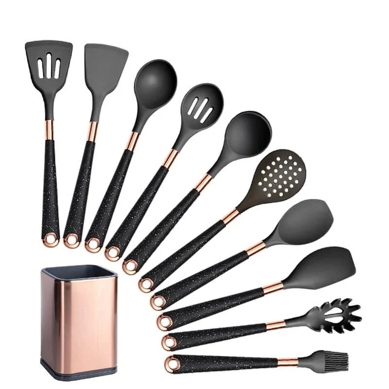 10-piece silicone kitchen utensil set with holder – view 15