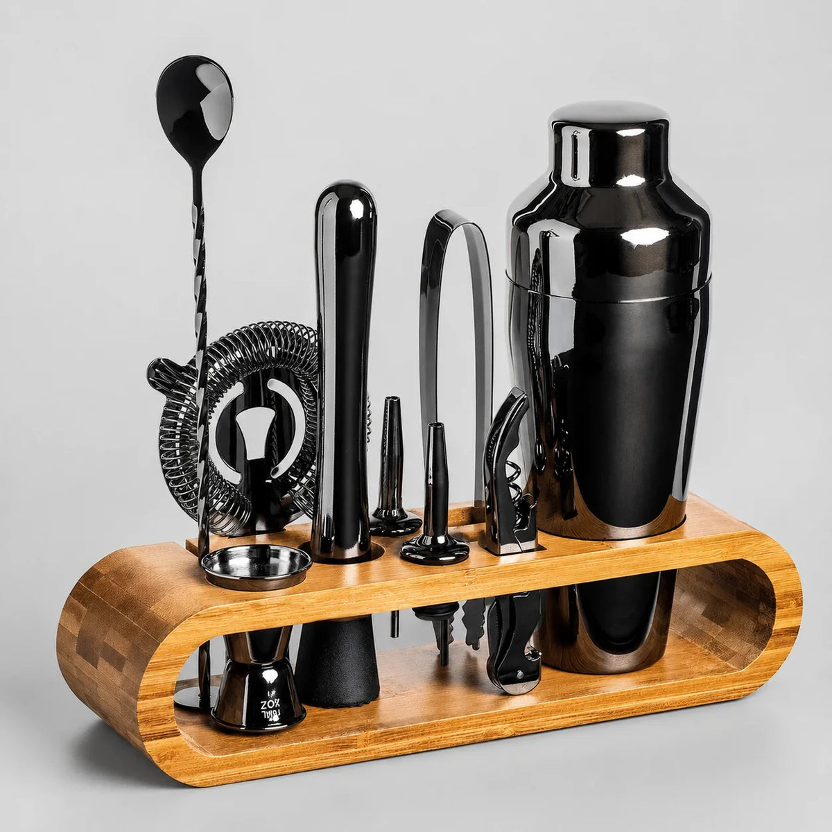 10-Piece Stainless Steel Bartender Set with Bamboo Stand – view 4