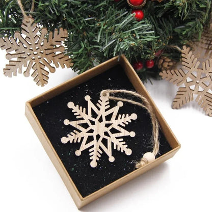 12-Piece Rustic Wooden Christmas Tree Ornament Set