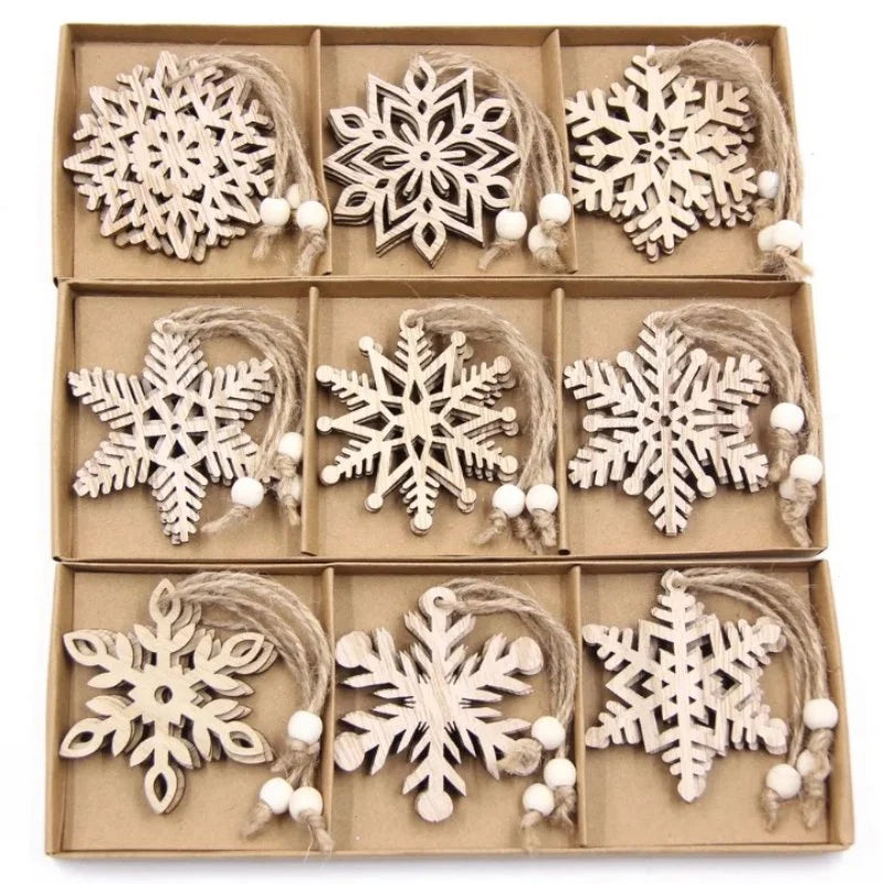12-Piece Rustic Wooden Christmas Tree Ornament Set – view 2