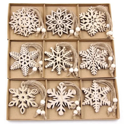 12-Piece Rustic Wooden Christmas Tree Ornament Set – view 2