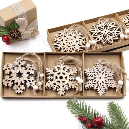 12-Piece Rustic Wooden Christmas Tree Ornament Set – view 6