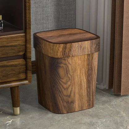 12L Wood-Effect Bathroom Waste Bin – With or Without Lid