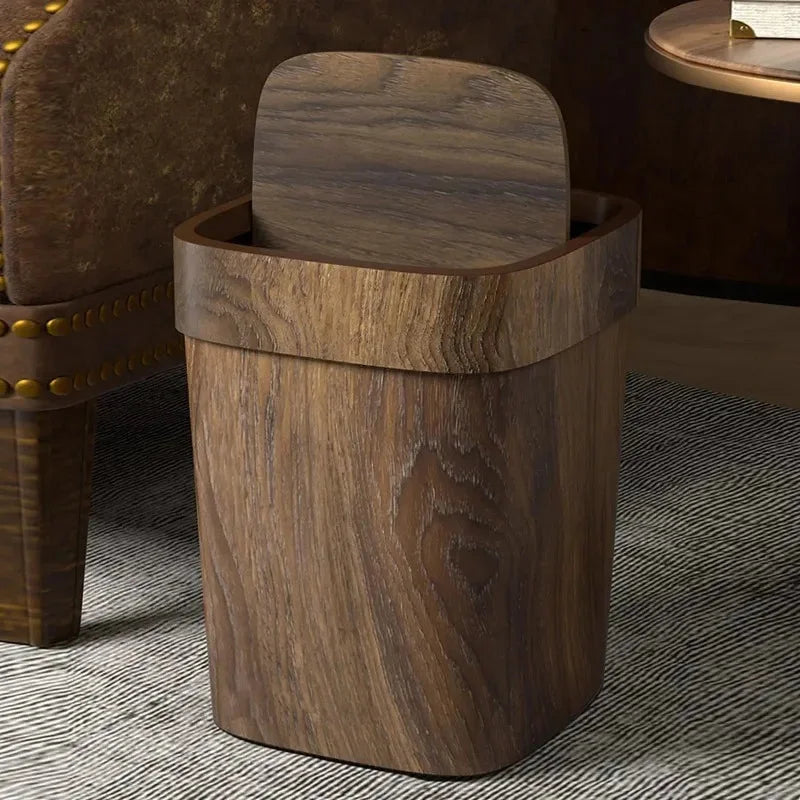 12L Wood-Effect Bathroom Waste Bin – With or Without Lid – view 3