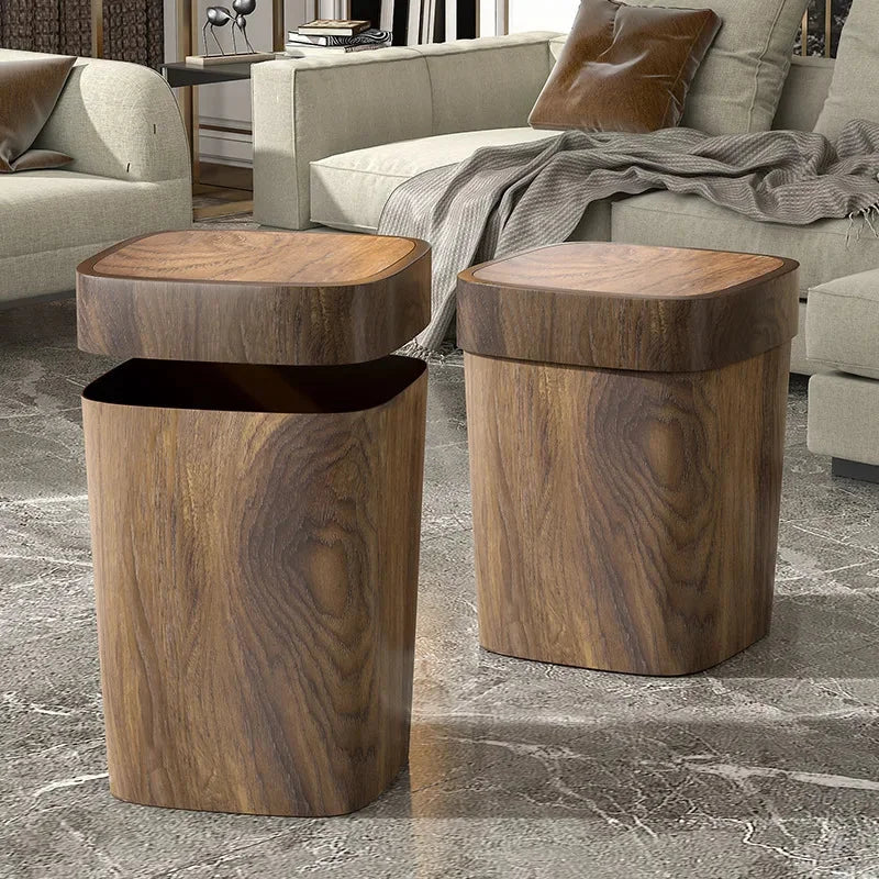 12L Wood-Effect Bathroom Waste Bin – With or Without Lid – view 4