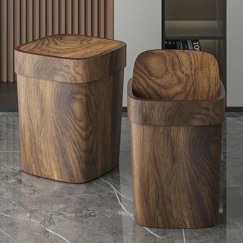 12L Wood-Effect Bathroom Waste Bin – With or Without Lid – view 11