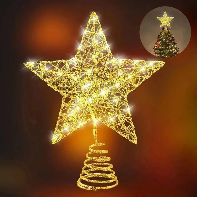 19cm Gold Iron LED Christmas Tree Topper Star