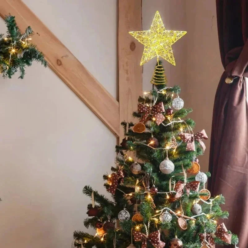 19cm Gold Iron LED Christmas Tree Topper Star – view 2