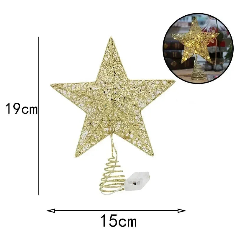 19cm Gold Iron LED Christmas Tree Topper Star – view 4