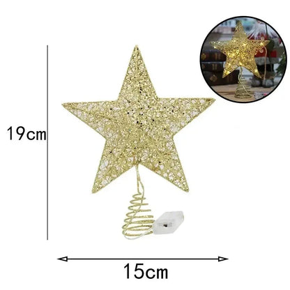19cm Gold Iron LED Christmas Tree Topper Star – view 4