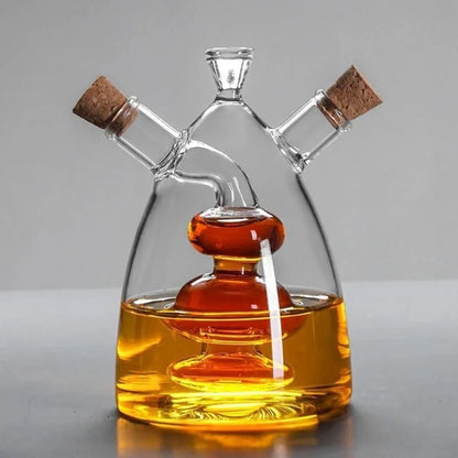 2-in-1 glass oil and vinegar bottle with cork stopper – view 3