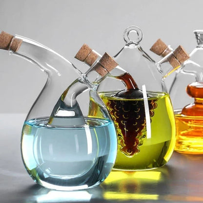 2-in-1 glass oil and vinegar bottle with cork stopper – view 9
