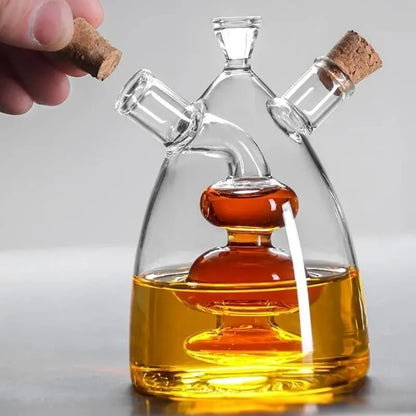 2-in-1 glass oil and vinegar bottle with cork stopper – view 10