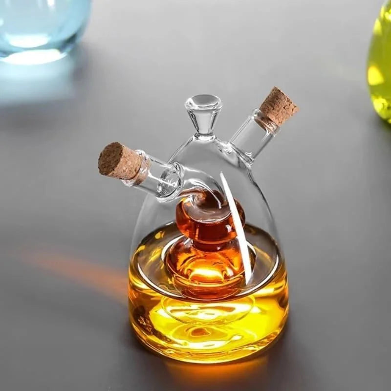 2-in-1 glass oil and vinegar bottle with cork stopper – view 12