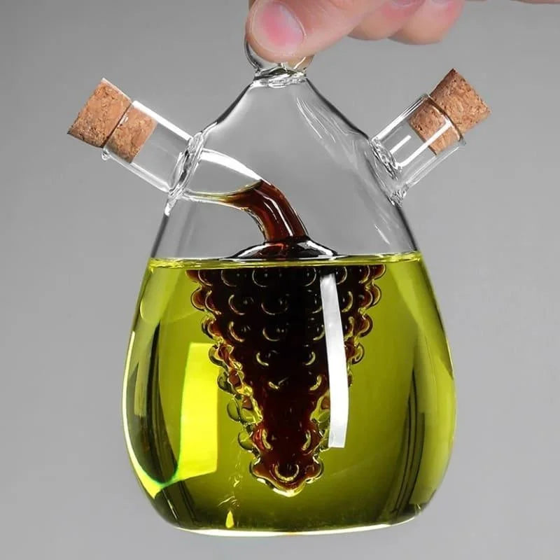 2-in-1 glass oil and vinegar bottle with cork stopper – view 13