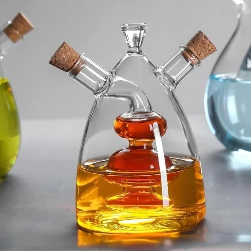 2-in-1 glass oil and vinegar bottle with cork stopper – view 15