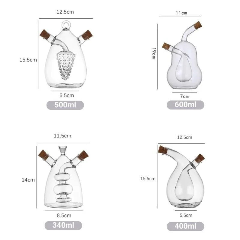 2-in-1 glass oil and vinegar bottle with cork stopper – view 17