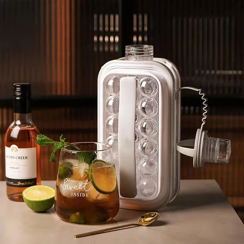 2-in-1 water bottle with round ice mould