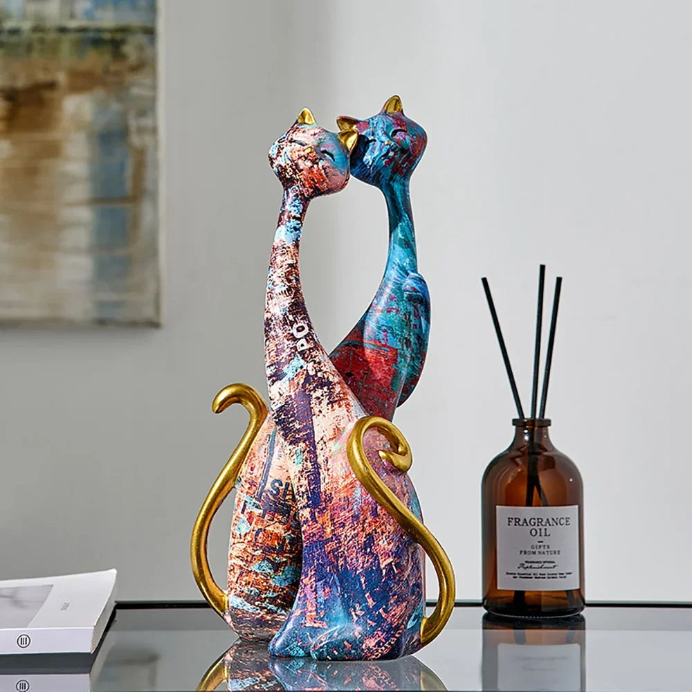 2-Piece European-Style Resin Cat Sculpture Set – view 2
