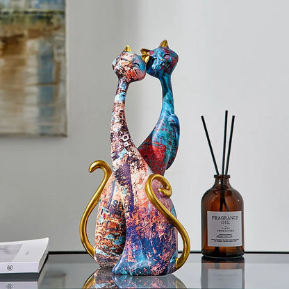 2-Piece European-Style Resin Cat Sculpture Set – view 2