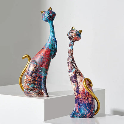 2-Piece European-Style Resin Cat Sculpture Set – view 3