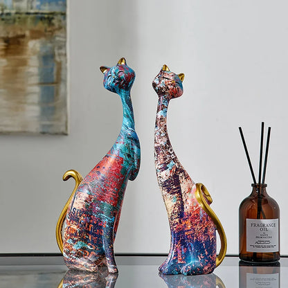 2-Piece European-Style Resin Cat Sculpture Set – view 4