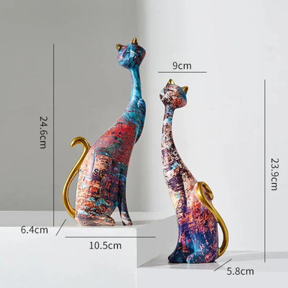2-Piece European-Style Resin Cat Sculpture Set – view 6