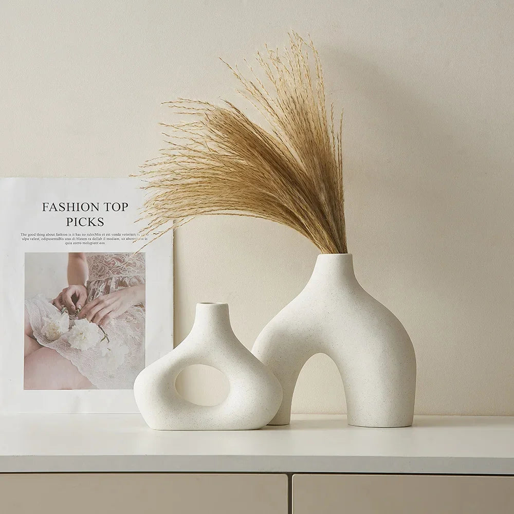 2-Piece Matte Nordic Ceramic Vase Set