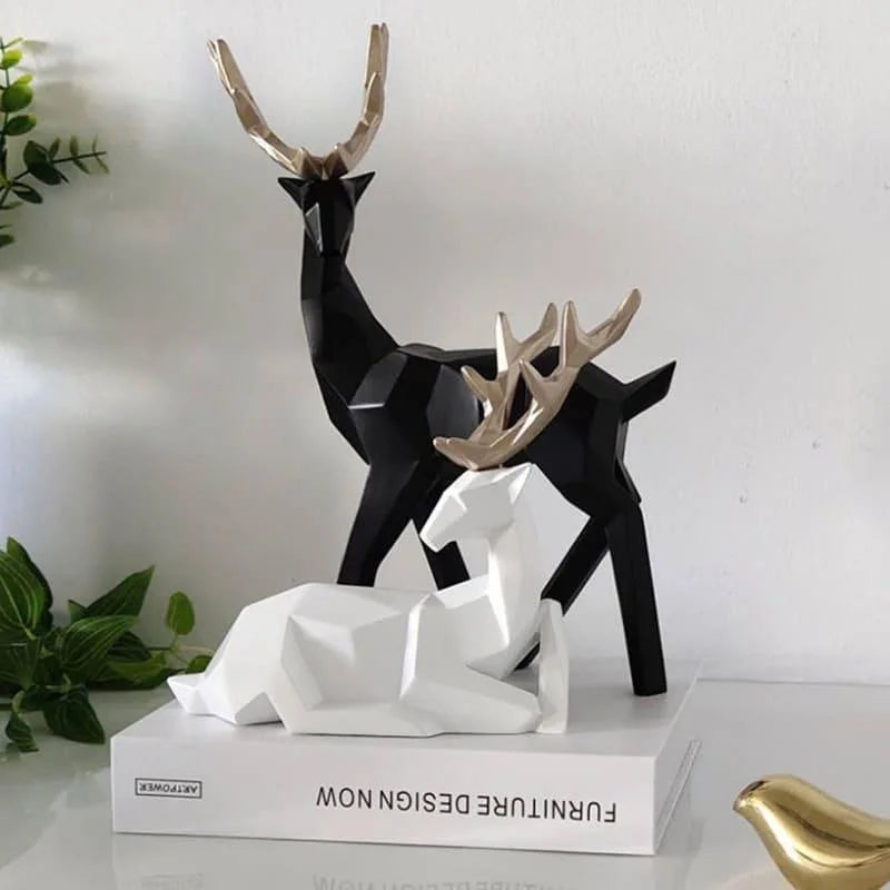 2-piece resin deer statue set – view 2