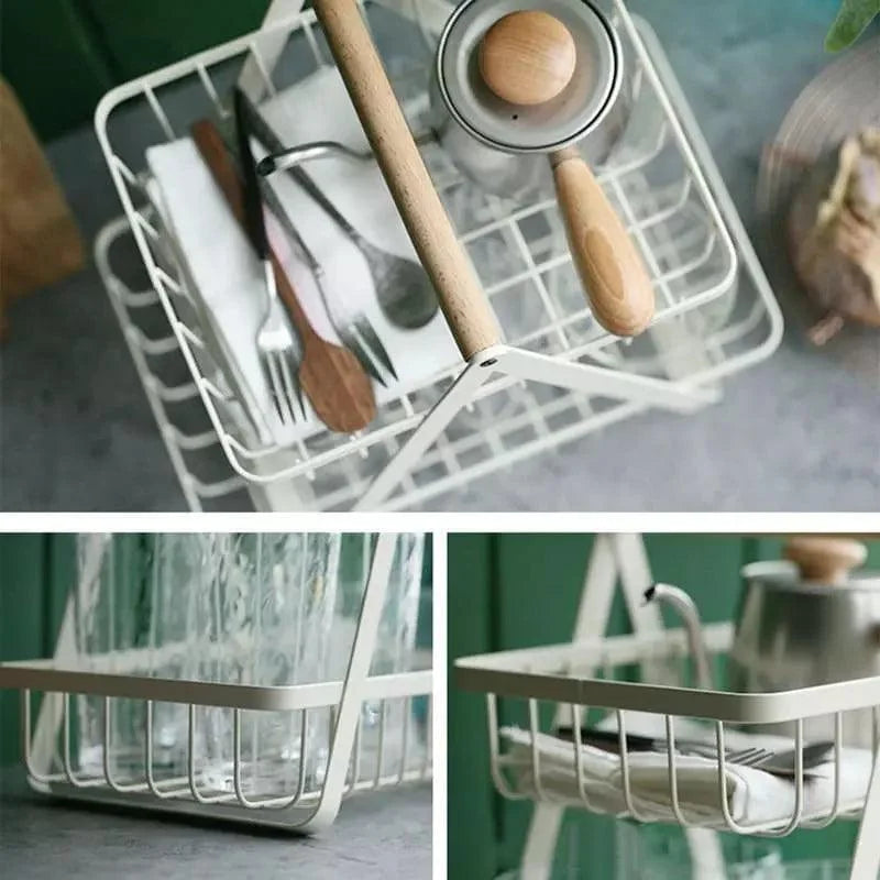 2-tier metal fruit basket with wooden handle – view 5