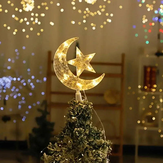 22cm Moon & Star LED Christmas Tree Topper