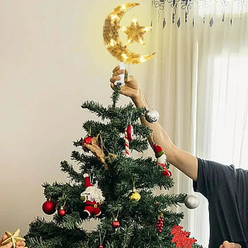 22cm Moon & Star LED Christmas Tree Topper – view 2