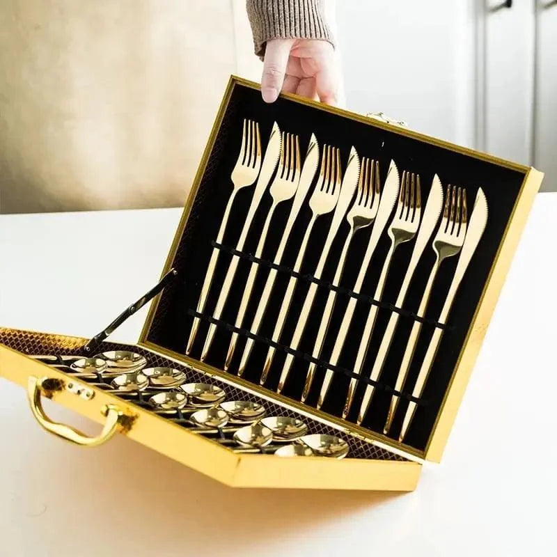 24-piece stainless steel flatware set with case – view 10