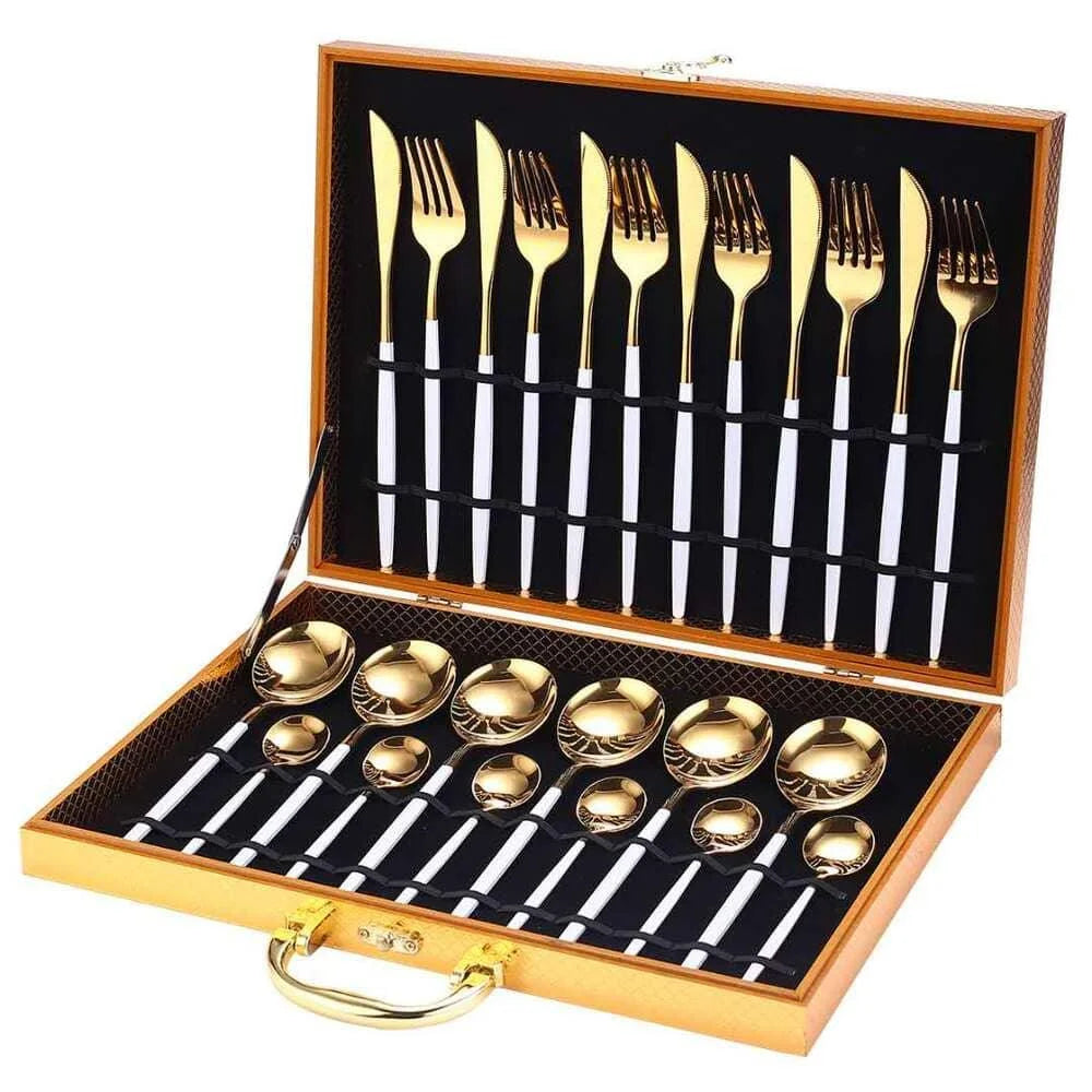 24-piece stainless steel flatware set with case – view 14
