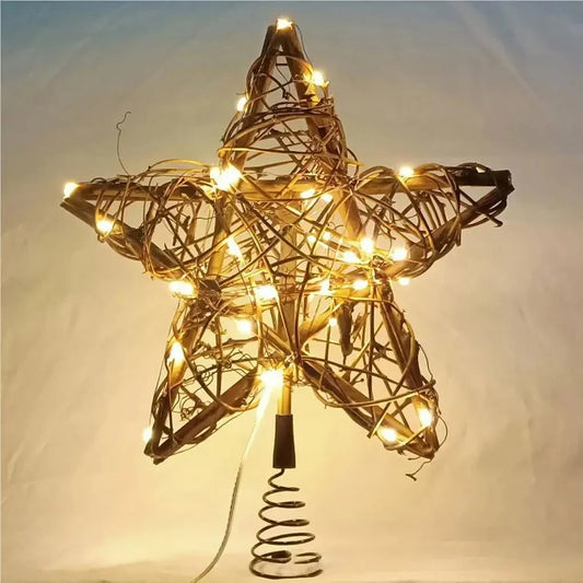 25cm Rustic LED Christmas Tree Topper Star