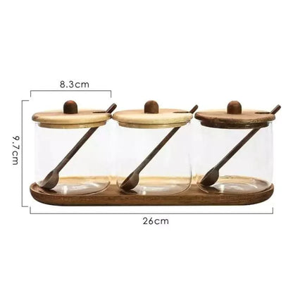 280ml glass storage jar set with wooden lids – view 9