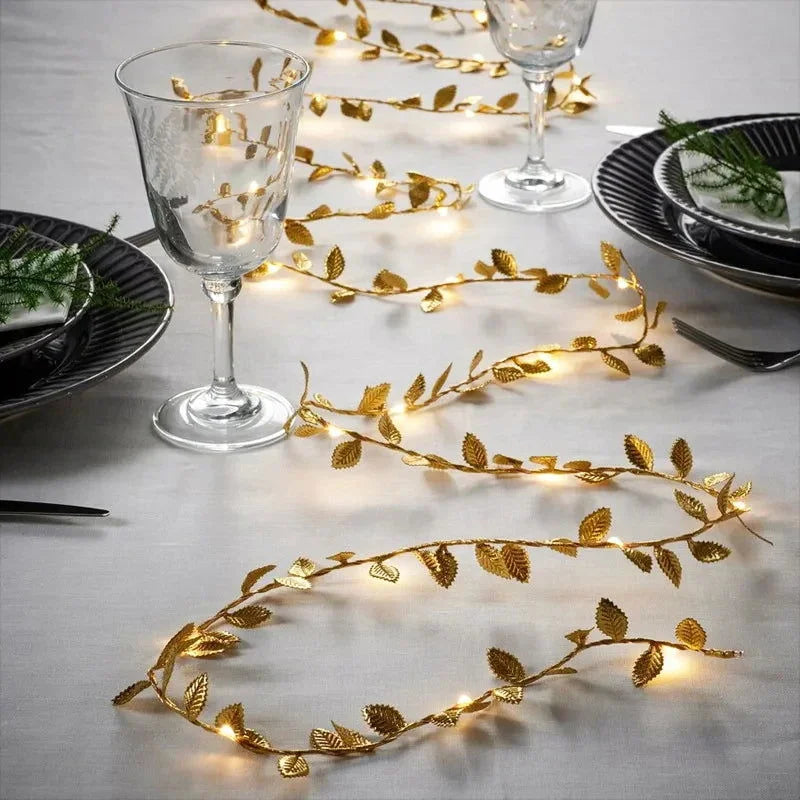 2m Gold Leaf LED String Lights – 20 LEDs