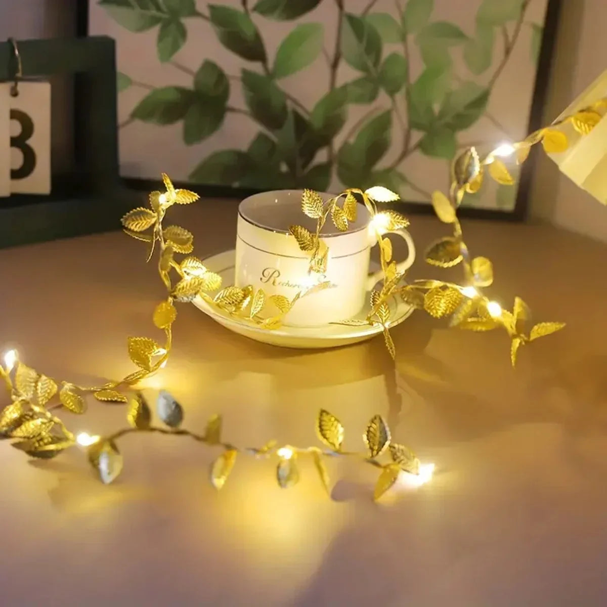 2m Gold Leaf LED String Lights – 20 LEDs – view 2