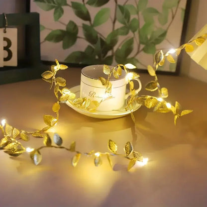 2m Gold Leaf LED String Lights – 20 LEDs – view 2